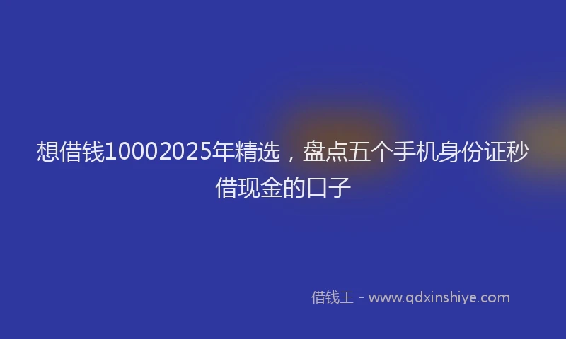 想借钱10002025年精选，盘点五个手机身份证秒借现金的口子