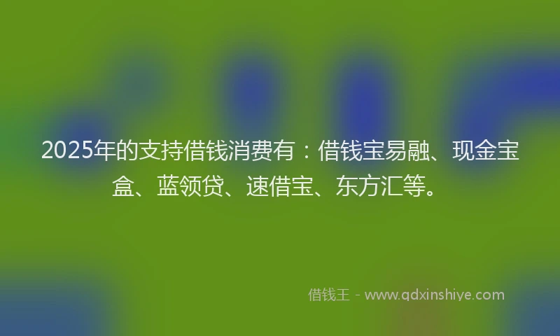 2025年的支持借钱消费有：借钱宝易融、现金宝盒、蓝领贷、速借宝、东方汇等。