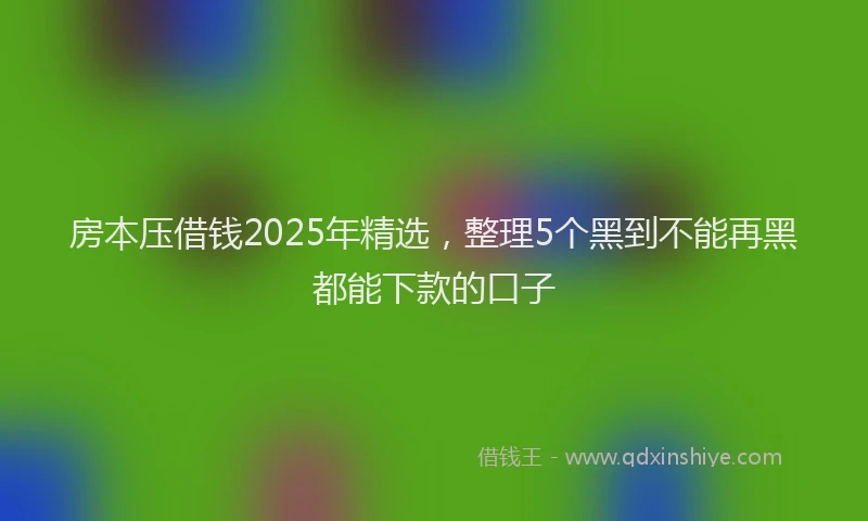 房本压借钱2025年精选，整理5个黑到不能再黑都能下款的口子