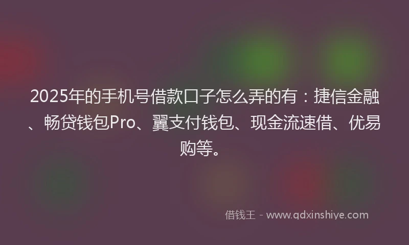 2025年的手机号借款口子怎么弄的有：捷信金融、畅贷钱包Pro、翼支付钱包、现金流速借、优易购等。
