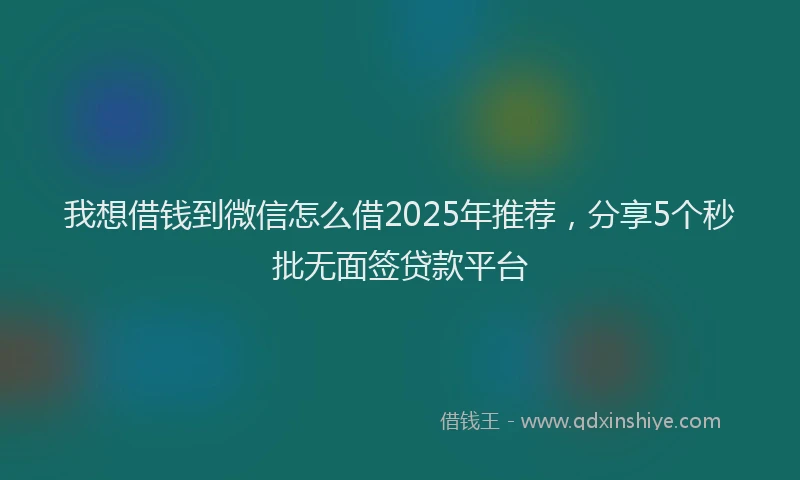 我想借钱到微信怎么借2025年推荐，分享5个秒批无面签贷款平台