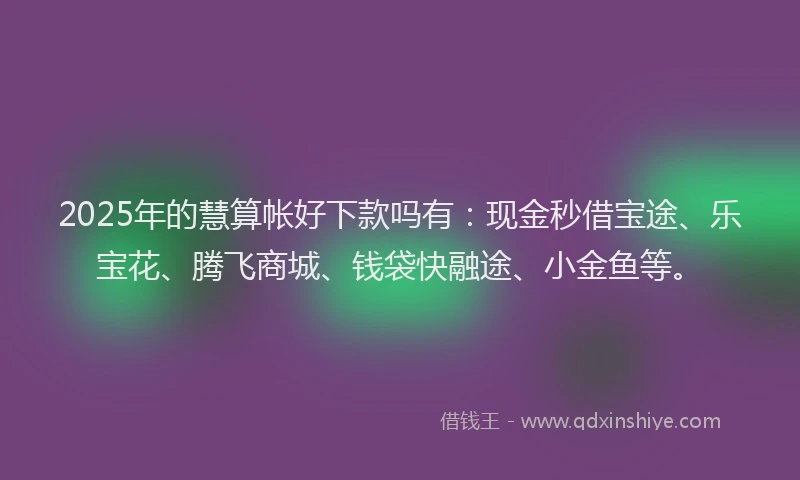 2025年的慧算帐好下款吗有：现金秒借宝途、乐宝花、腾飞商城、钱袋快融途、小金鱼等。