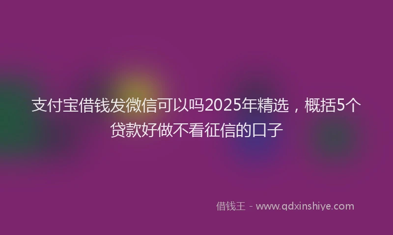 支付宝借钱发微信可以吗2025年精选，概括5个贷款好做不看征信的口子