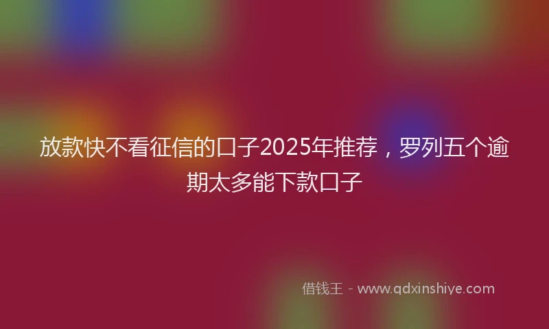 放款快不看征信的口子2025年推荐，罗列五个逾期太多能下款口子