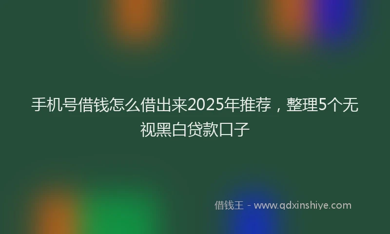 手机号借钱怎么借出来2025年推荐，整理5个无视黑白贷款口子
