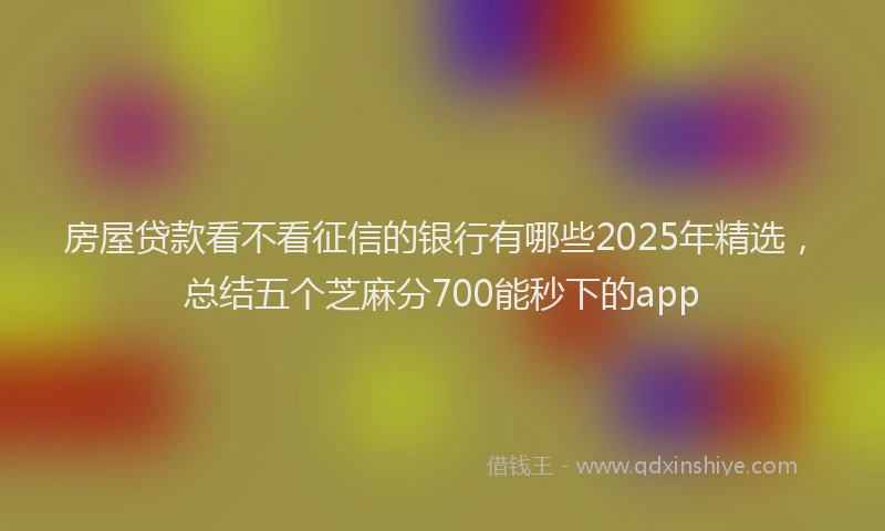 房屋贷款看不看征信的银行有哪些2025年精选，总结五个芝麻分700能秒下的app