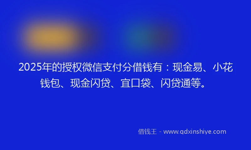 2025年的授权微信支付分借钱有：现金易、小花钱包、现金闪贷、宜口袋、闪贷通等。