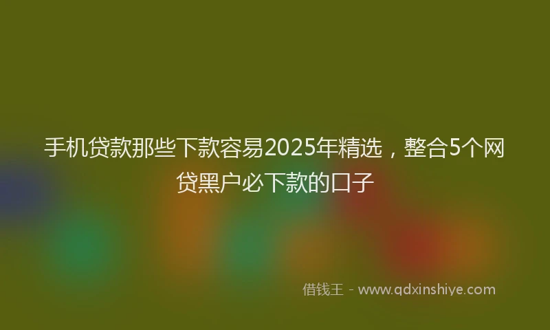 手机贷款那些下款容易2025年精选，整合5个网贷黑户必下款的口子