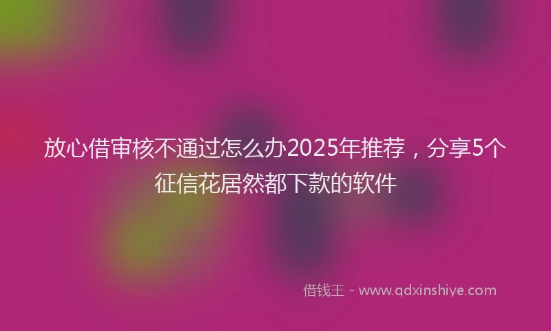放心借审核不通过怎么办2025年推荐，分享5个征信花居然都下款的软件