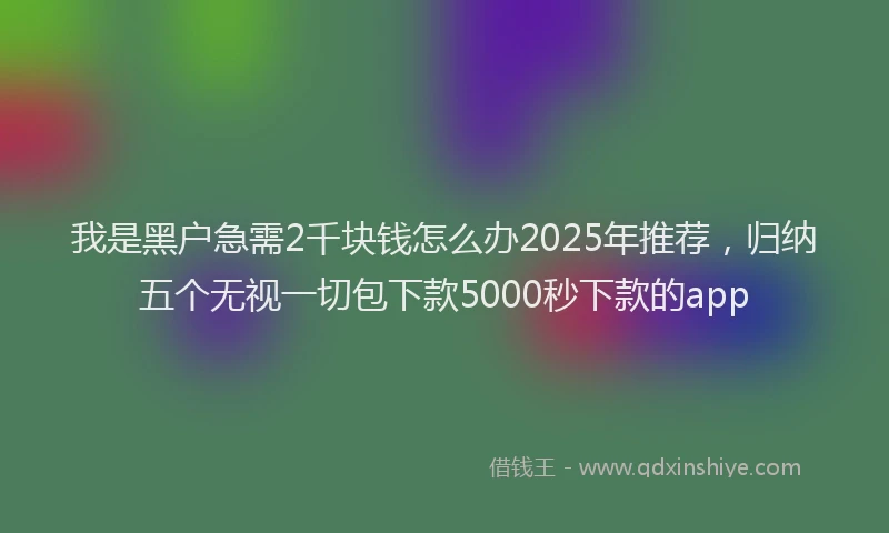 我是黑户急需2千块钱怎么办2025年推荐，归纳五个无视一切包下款5000秒下款的app