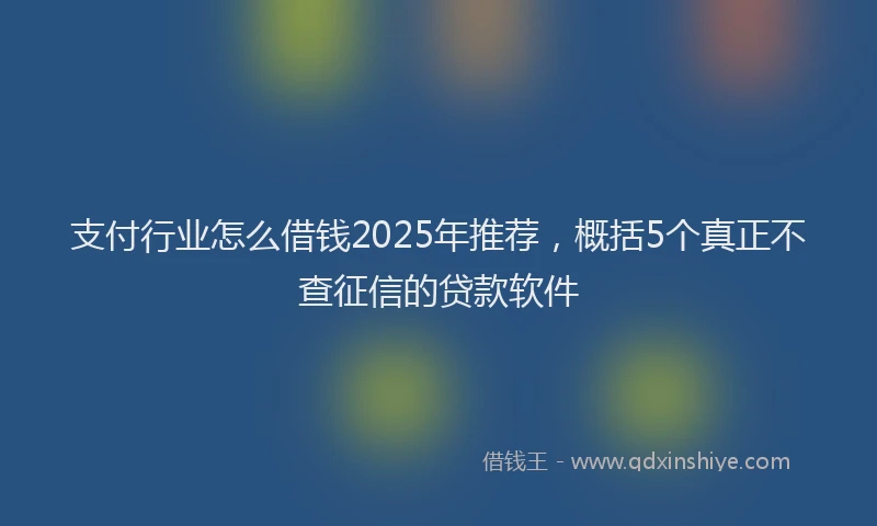 支付行业怎么借钱2025年推荐，概括5个真正不查征信的贷款软件