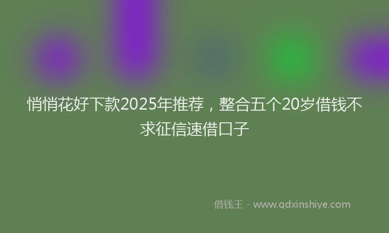 悄悄花好下款2025年推荐，整合五个20岁借钱不求征信速借口子
