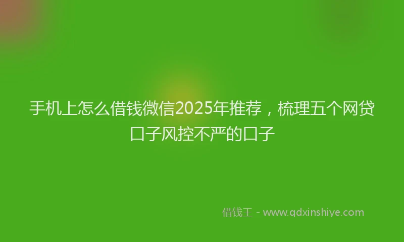 手机上怎么借钱微信2025年推荐，梳理五个网贷口子风控不严的口子