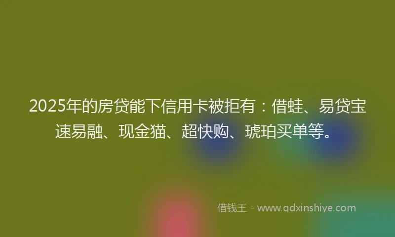 2025年的房贷能下信用卡被拒有：借蛙、易贷宝速易融、现金猫、超快购、琥珀买单等。