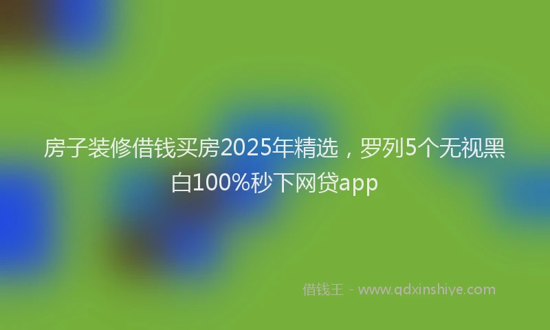房子装修借钱买房2025年精选，罗列5个无视黑白100%秒下网贷app