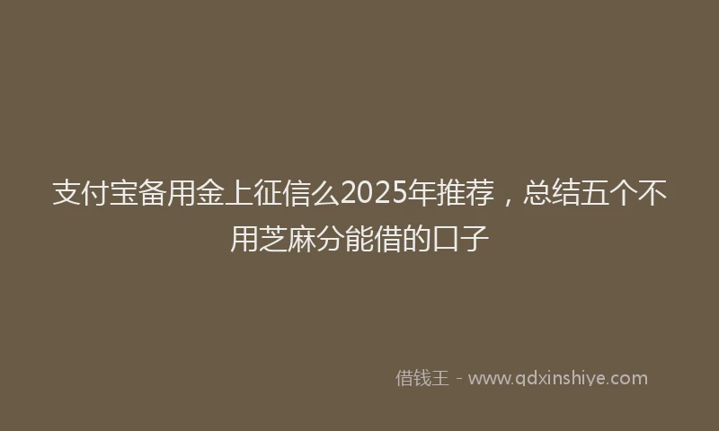 支付宝备用金上征信么2025年推荐，总结五个不用芝麻分能借的口子