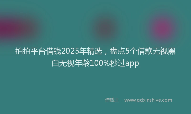 拍拍平台借钱2025年精选，盘点5个借款无视黑白无视年龄100%秒过app