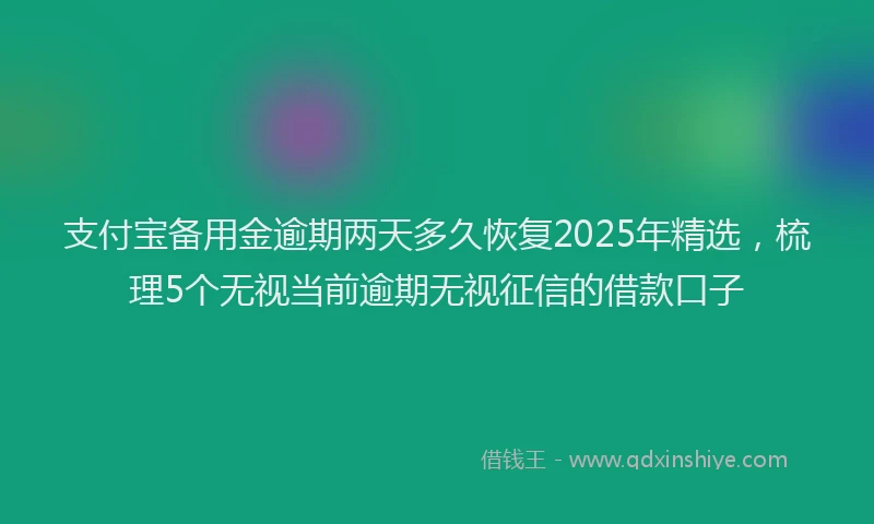 支付宝备用金逾期两天多久恢复2025年精选，梳理5个无视当前逾期无视征信的借款口子