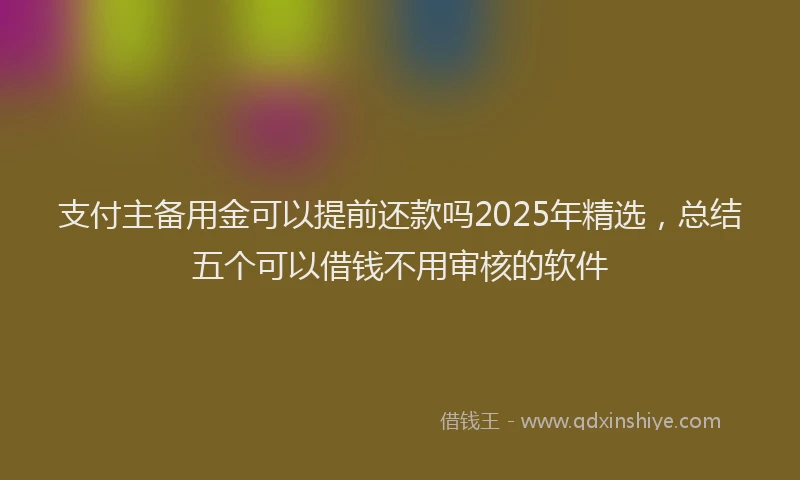 支付主备用金可以提前还款吗2025年精选，总结五个可以借钱不用审核的软件