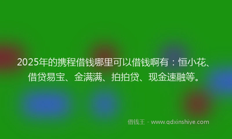 2025年的携程借钱哪里可以借钱啊有：恒小花、借贷易宝、金满满、拍拍贷、现金速融等。