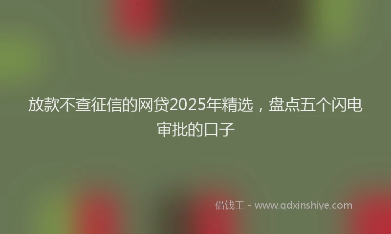 放款不查征信的网贷2025年精选，盘点五个闪电审批的口子