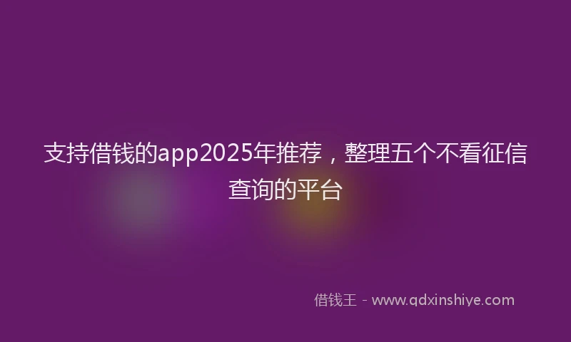 支持借钱的app2025年推荐，整理五个不看征信查询的平台