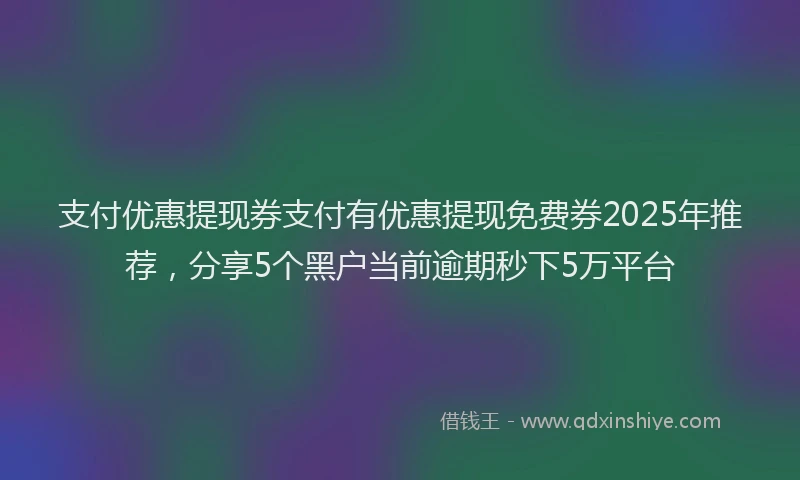 支付优惠提现券支付有优惠提现免费券2025年推荐，分享5个黑户当前逾期秒下5万平台
