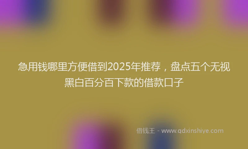急用钱哪里方便借到2025年推荐，盘点五个无视黑白百分百下款的借款口子