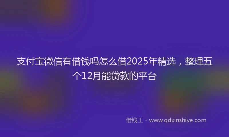 支付宝微信有借钱吗怎么借2025年精选，整理五个12月能贷款的平台