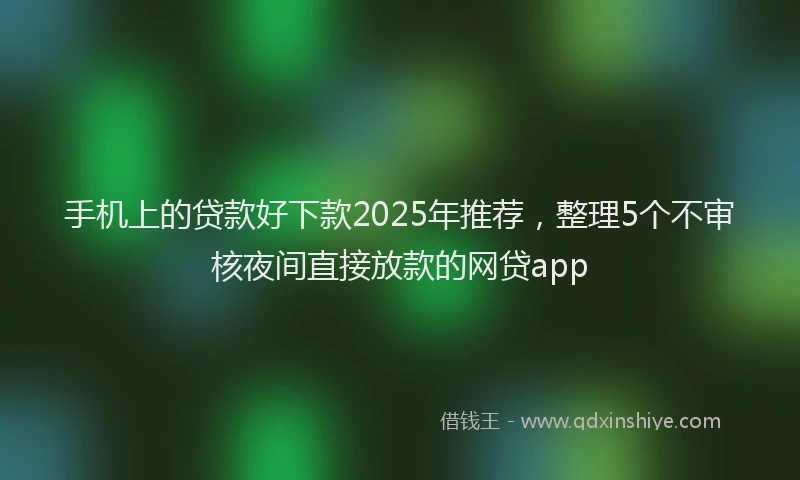 手机上的贷款好下款2025年推荐，整理5个不审核夜间直接放款的网贷app