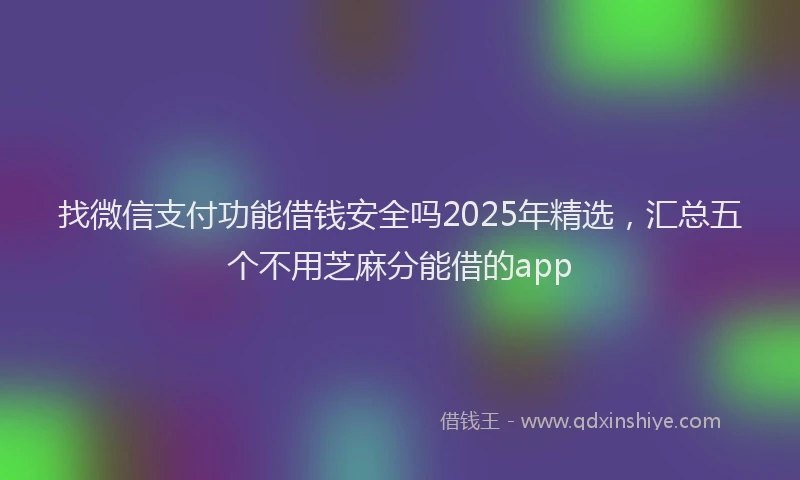找微信支付功能借钱安全吗2025年精选，汇总五个不用芝麻分能借的app