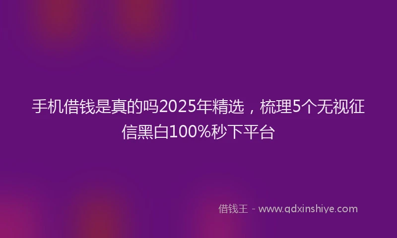手机借钱是真的吗2025年精选，梳理5个无视征信黑白100%秒下平台