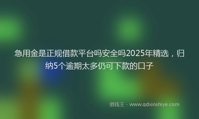 急用金是正规借款平台吗安全吗2025年精选，归纳5个逾期太多仍可下款的口子