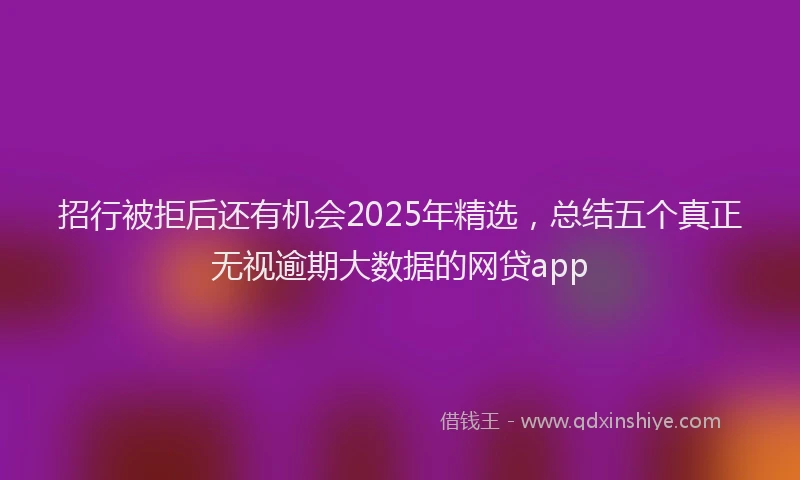 招行被拒后还有机会2025年精选，总结五个真正无视逾期大数据的网贷app