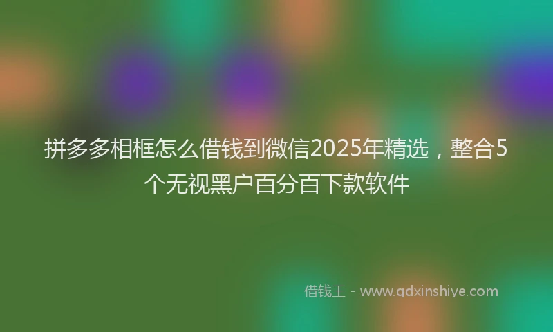拼多多相框怎么借钱到微信2025年精选，整合5个无视黑户百分百下款软件