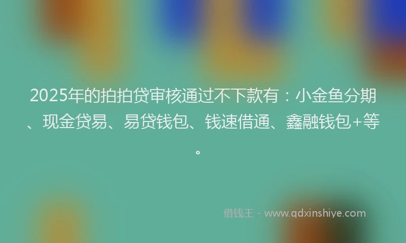 2025年的拍拍贷审核通过不下款有：小金鱼分期、现金贷易、易贷钱包、钱速借通、鑫融钱包+等。