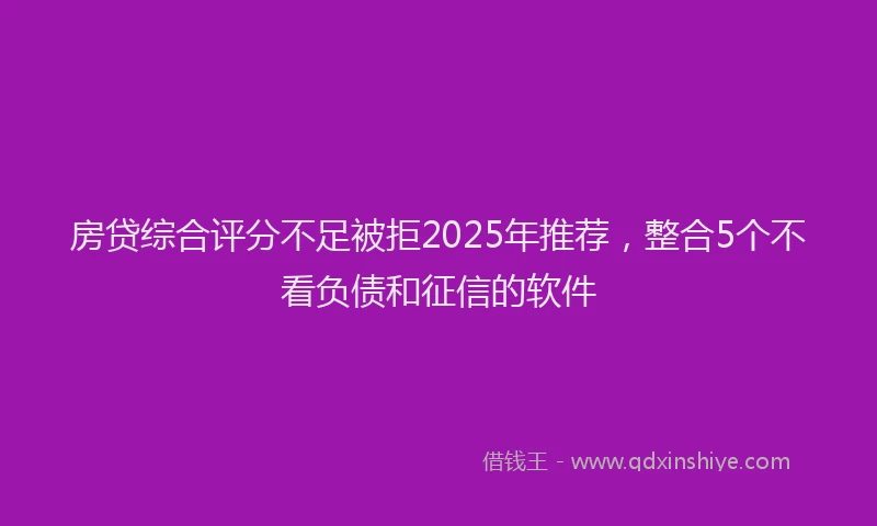 房贷综合评分不足被拒2025年推荐，整合5个不看负债和征信的软件