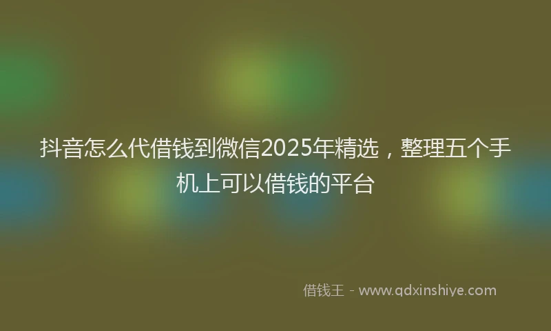 抖音怎么代借钱到微信2025年精选，整理五个手机上可以借钱的平台