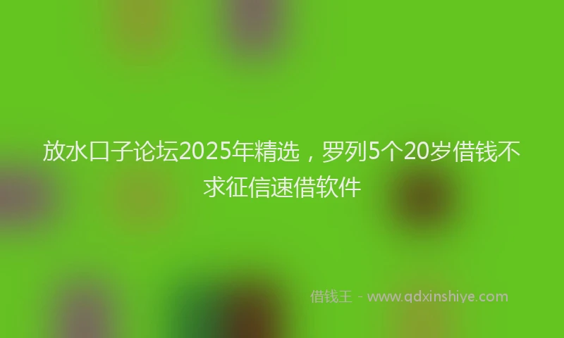 放水口子论坛2025年精选，罗列5个20岁借钱不求征信速借软件