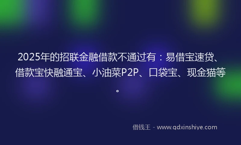 2025年的招联金融借款不通过有：易借宝速贷、借款宝快融通宝、小油菜P2P、口袋宝、现金猫等。