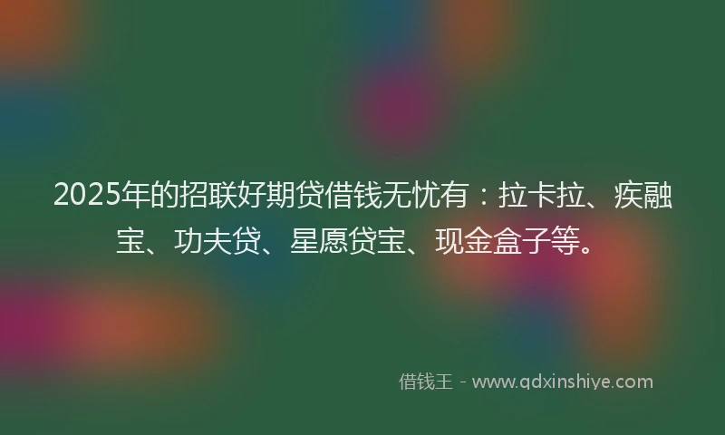 2025年的招联好期贷借钱无忧有：拉卡拉、疾融宝、功夫贷、星愿贷宝、现金盒子等。