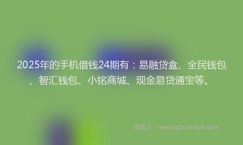 2025年的手机借钱24期有：易融贷盒、全民钱包、智汇钱包、小铭商城、现金易贷通宝等。