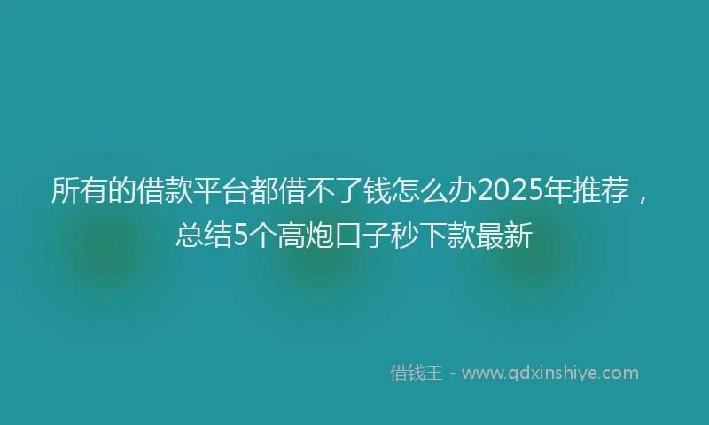 所有的借款平台都借不了钱怎么办2025年推荐，总结5个高炮口子秒下款最新