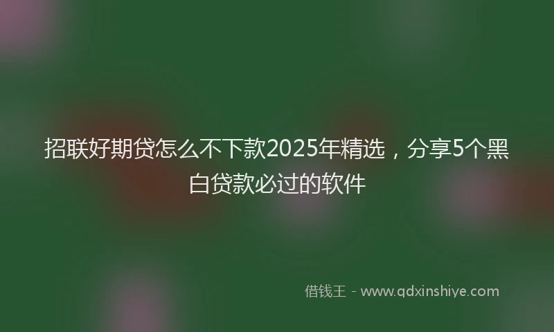 招联好期贷怎么不下款2025年精选，分享5个黑白贷款必过的软件