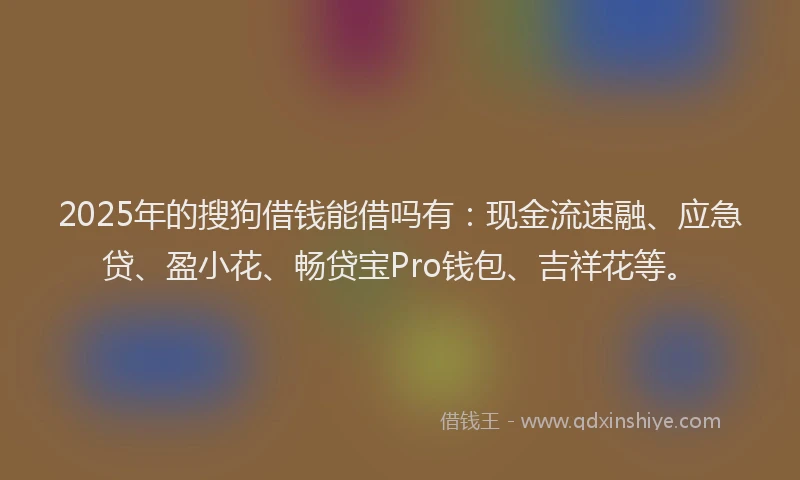 2025年的搜狗借钱能借吗有：现金流速融、应急贷、盈小花、畅贷宝Pro钱包、吉祥花等。