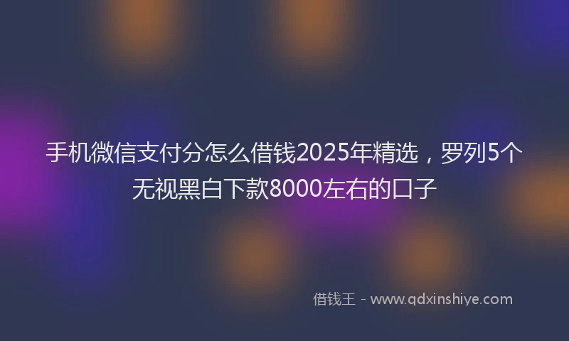 手机微信支付分怎么借钱2025年精选，罗列5个无视黑白下款8000左右的口子