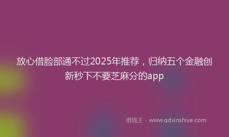 放心借脸部通不过2025年推荐，归纳五个金融创新秒下不要芝麻分的app