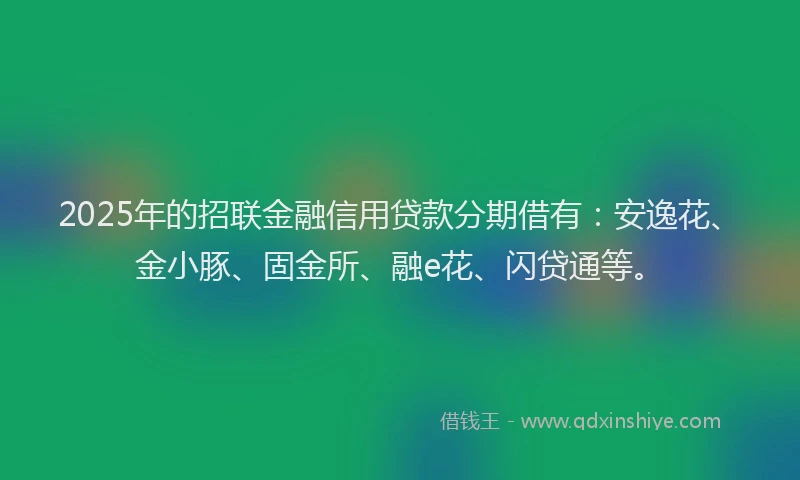 2025年的招联金融信用贷款分期借有：安逸花、金小豚、固金所、融e花、闪贷通等。