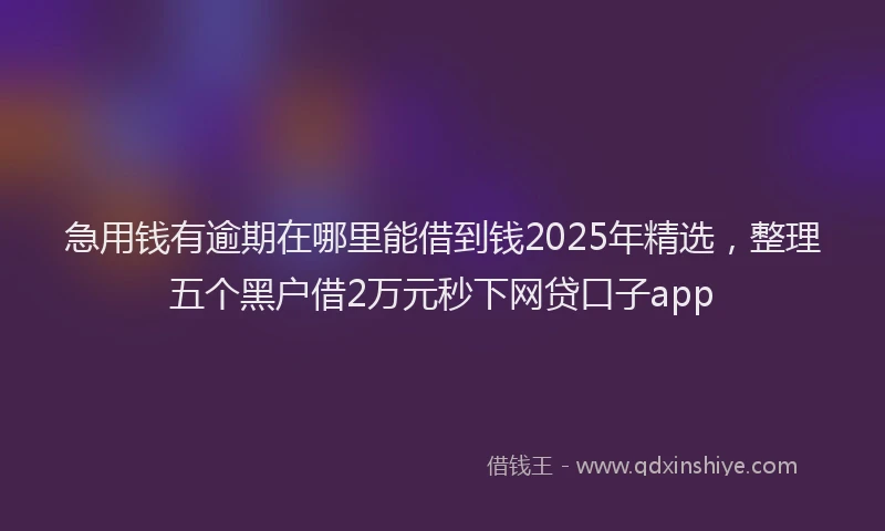 急用钱有逾期在哪里能借到钱2025年精选，整理五个黑户借2万元秒下网贷口子app