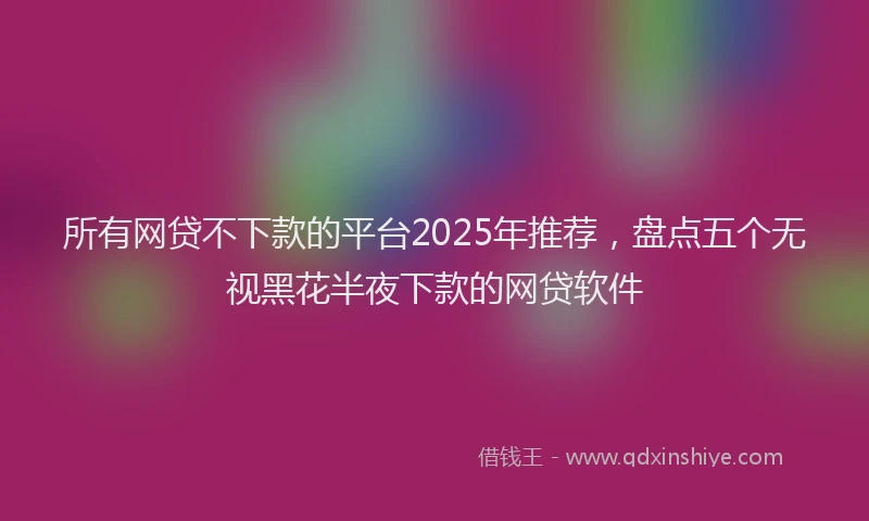 所有网贷不下款的平台2025年推荐，盘点五个无视黑花半夜下款的网贷软件